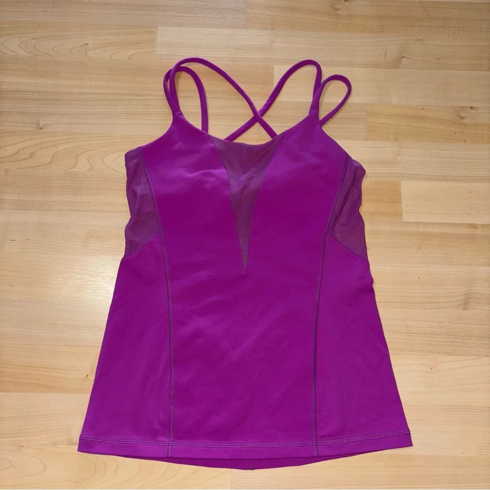 Lululemon Exquisite Mesh Tank Size 6 Violet Work Out Top Athletic Pickleball
